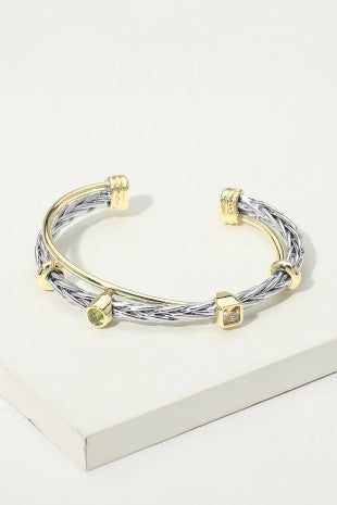 That Time Of Day Pave Bezel Cuff Bracelet-[option4]-[option5]-Cute-Trendy-Shop-Womens-Boutique-Clothing-Store