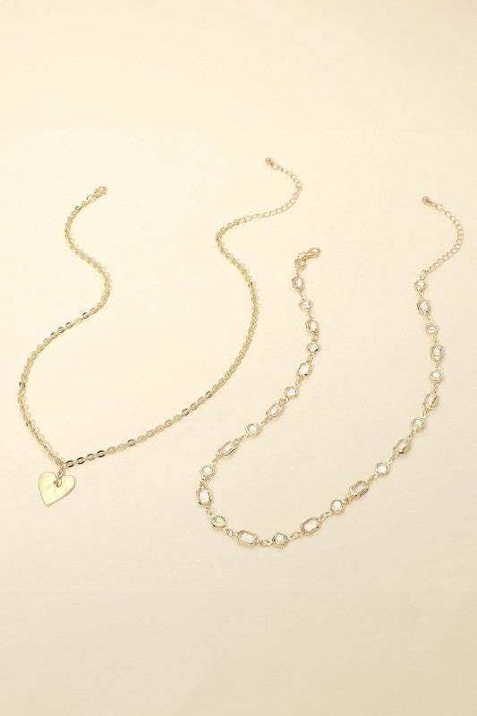 Love Connection Gold Heart Necklace-Clear-[option4]-[option5]-Cute-Trendy-Shop-Womens-Boutique-Clothing-Store