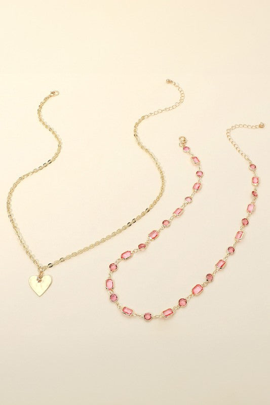 Love Connection Gold Heart Necklace-Pink-[option4]-[option5]-Cute-Trendy-Shop-Womens-Boutique-Clothing-Store