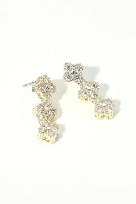 Big News Triple Quatrefoil Drop Earrings-[option4]-[option5]-Cute-Trendy-Shop-Womens-Boutique-Clothing-Store