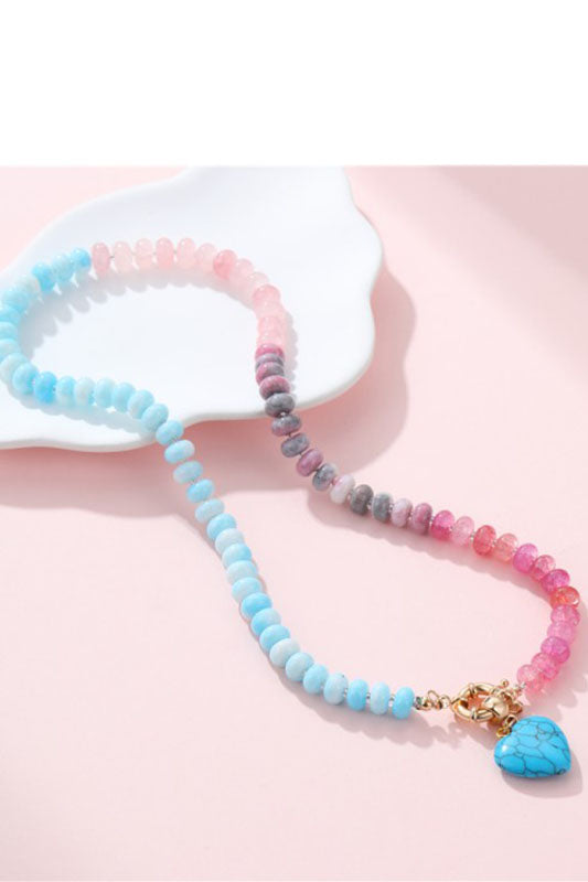 Earth & Aura Semi-Precious Beaded Necklace-Turquoise-Cute-Trendy-Shop-Womens-Boutique-Clothing-Store
