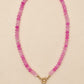 Earth & Aura Semi-Precious Beaded Necklace-Lt. Pink-Cute-Trendy-Shop-Womens-Boutique-Clothing-Store