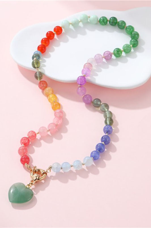 Earth & Aura Semi-Precious Beaded Necklace-Dark Green-Cute-Trendy-Shop-Womens-Boutique-Clothing-Store