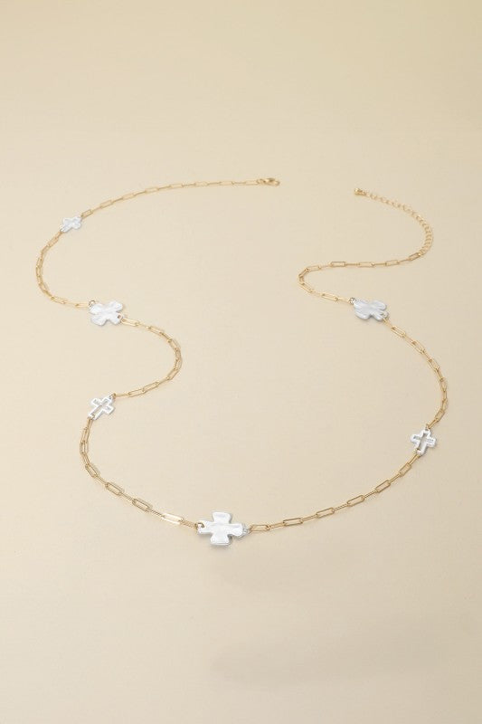 Slip Away Cross Station Paperclip Necklace-[option4]-[option5]-Cute-Trendy-Shop-Womens-Boutique-Clothing-Store