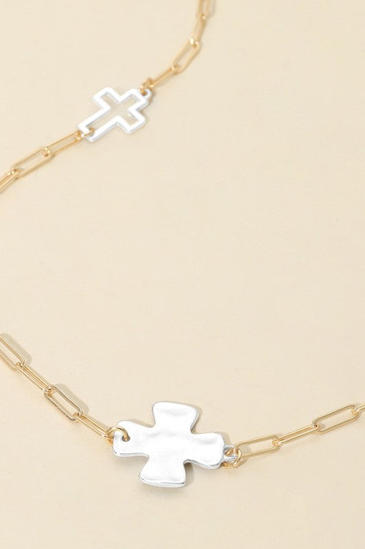 Slip Away Cross Station Paperclip Necklace-[option4]-[option5]-Cute-Trendy-Shop-Womens-Boutique-Clothing-Store