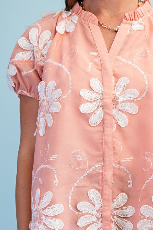 Bloom Boldly 3D Floral Blouse-[option4]-[option5]-Cute-Trendy-Shop-Womens-Boutique-Clothing-Store