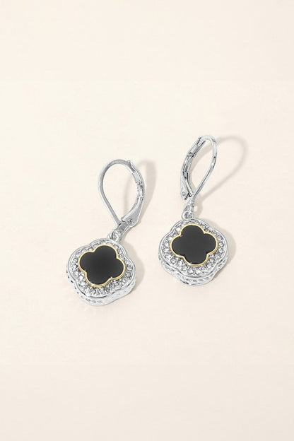 Simple Elegance CZ Quatrefoil Huggies-Black-Cute-Trendy-Shop-Womens-Boutique-Clothing-Store
