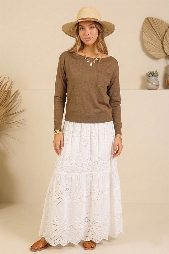 Coastal Breeze Slouchy Boat Neck Knit-Brown-SMALL-Cute-Trendy-Shop-Womens-Boutique-Clothing-Store
