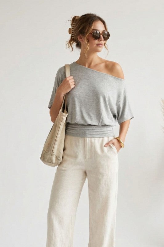 Coastal Casual Off Shoulder Top-heather Grey-SMALL-[option4]-[option5]-Cute-Trendy-Shop-Womens-Boutique-Clothing-Store