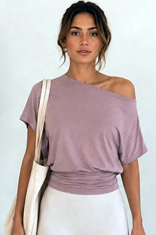 Coastal Casual Off Shoulder Top-Mauve-SMALL-[option4]-[option5]-Cute-Trendy-Shop-Womens-Boutique-Clothing-Store