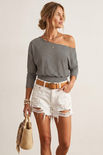 Step it Up Stripe Ruched Top-Black-SMALL-[option4]-[option5]-Cute-Trendy-Shop-Womens-Boutique-Clothing-Store