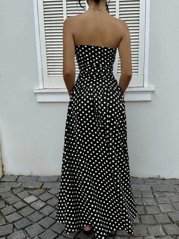 Leisurely Fun Red Polka Dot Maxi Black / LARGE