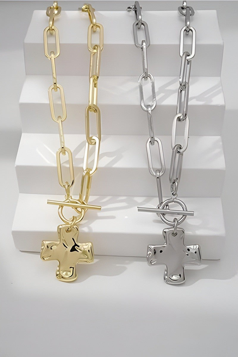 Family Time Mini Cross Toggle Chain Necklace