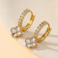 Lucky Lady Sparkle Clover Huggie Hoops-Clear-Cute-Trendy-Shop-Womens-Boutique-Clothing-Store