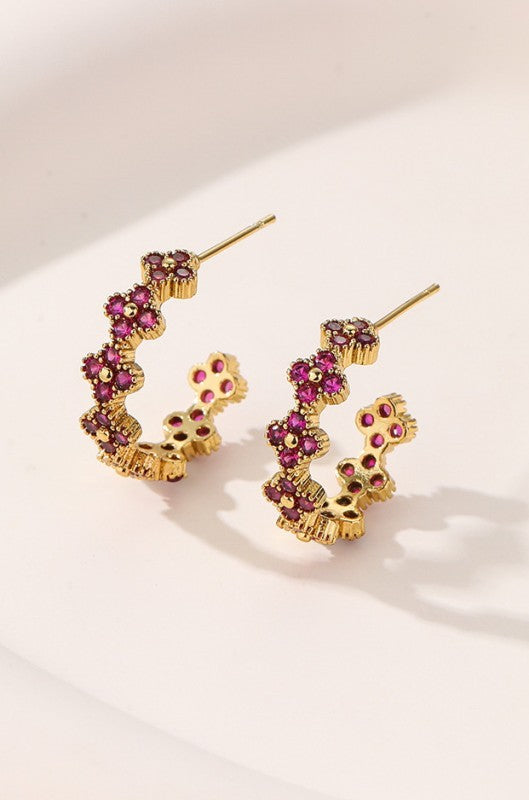 Blossom Pavé Floral Huggie Hoops