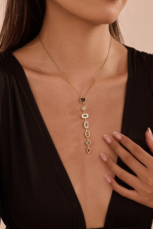 Kaleidoscope Geometric Jewel Lariat Necklace-Cute-Trendy-Shop-Womens-Boutique-Clothing-Store