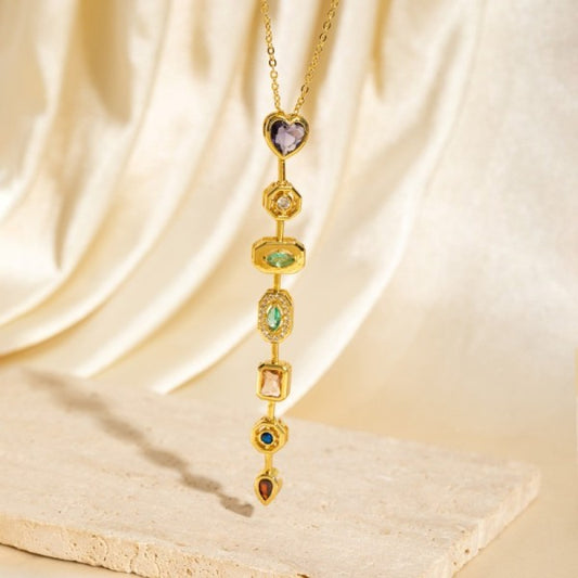 Kaleidoscope Geometric Jewel Lariat Necklace-Cute-Trendy-Shop-Womens-Boutique-Clothing-Store