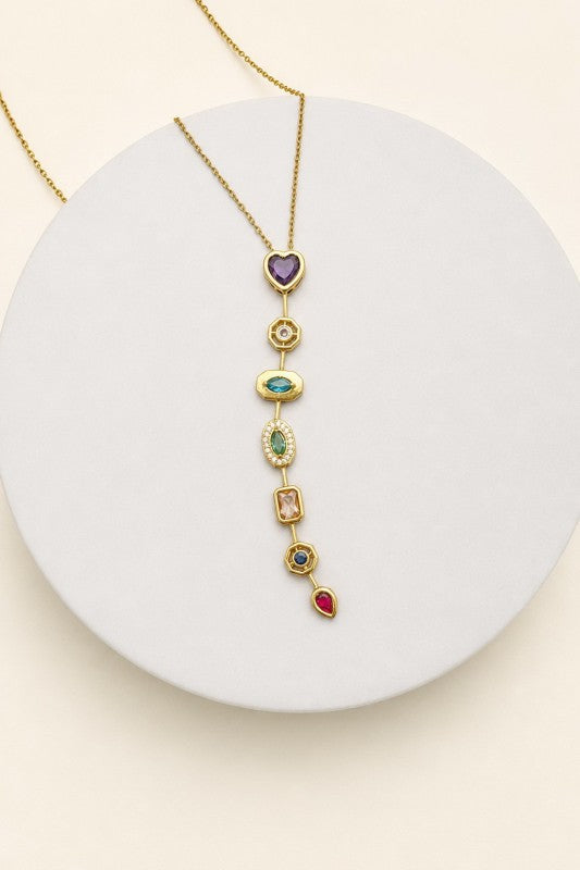 Kaleidoscope Geometric Jewel Lariat Necklace