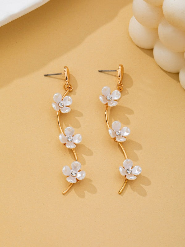 Vine & Divine Mother of Pearl Flower Drop Earrings-[option4]-[option5]-Cute-Trendy-Shop-Womens-Boutique-Clothing-Store