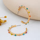 Rainbow Multi Gem Textured Hoop Earrings