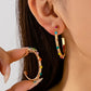 Rainbow Multi Gem Textured Hoop Earrings