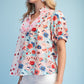 Coral Garden Mixed Print Blouse-Cute-Trendy-Shop-Womens-Boutique-Clothing-Store