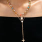 Heavenly Multi-Strand Cross Lariat Necklace