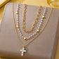Divine Drama Pearl Station & Cross Pendant Chain-[option4]-[option5]-Cute-Trendy-Shop-Womens-Boutique-Clothing-Store