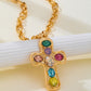 Divine Spectrum Multi-Gemstone Cross Necklace