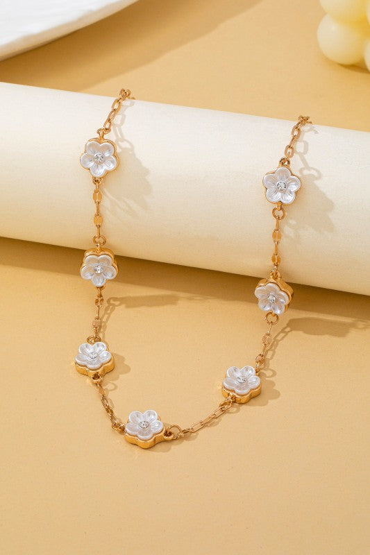Blooming Gorgeous Crystal-Centered Pearl Flower Chain-[option4]-[option5]-Cute-Trendy-Shop-Womens-Boutique-Clothing-Store
