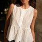 Hollow Lace Embroidered Sleeveless Shirt