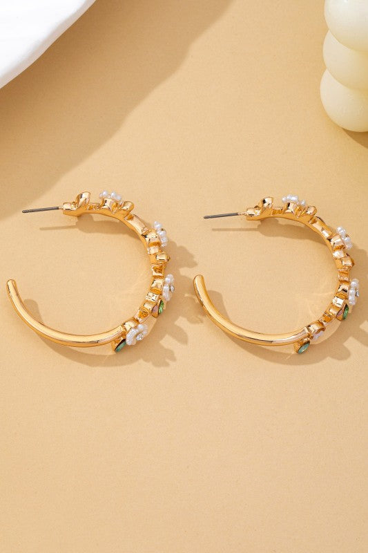 Garden Glam Botanical Enamel Flower Hoops