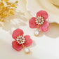 Blushing Bloom Rhinestone Teardrop Earrings