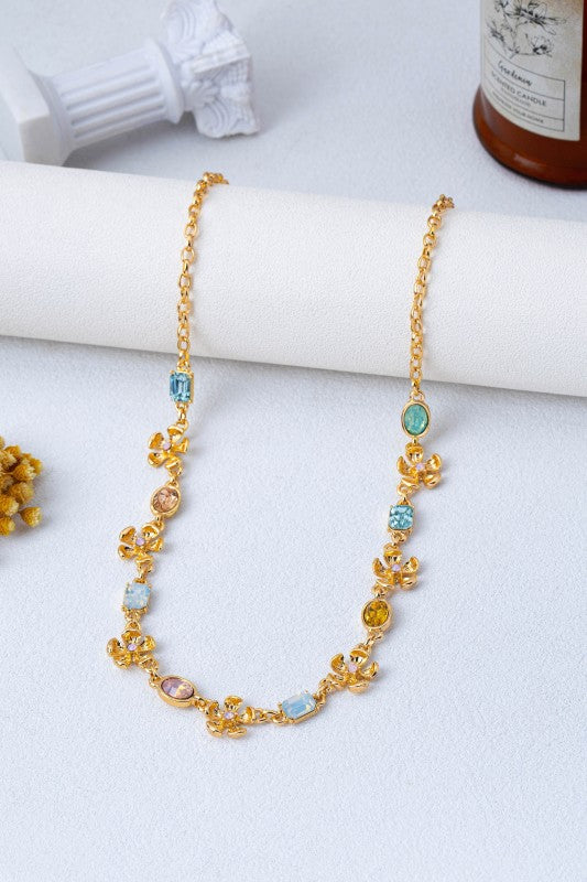 Garden Party Glam Pastel Crystal & Floral Necklace-[option4]-[option5]-Cute-Trendy-Shop-Womens-Boutique-Clothing-Store