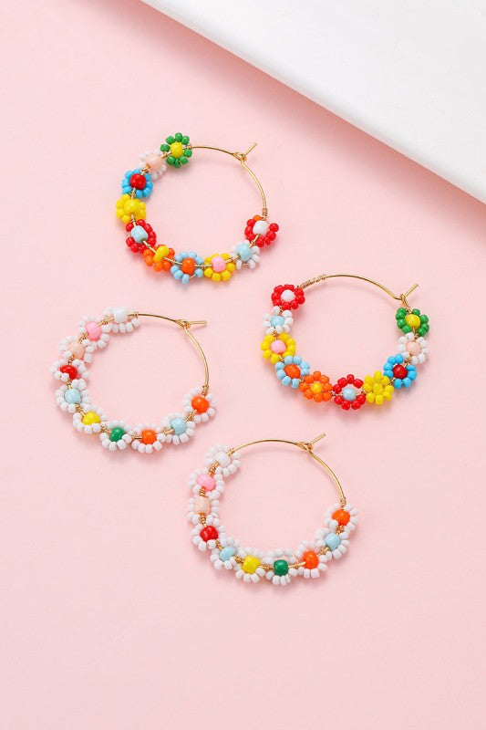 Posy Garden Handcrafted Glass Bead Floral Hoops
