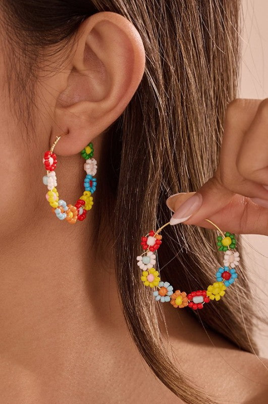 Posy Garden Handcrafted Glass Bead Floral Hoops