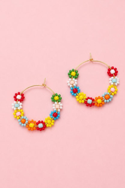 Posy Garden Handcrafted Glass Bead Floral Hoops