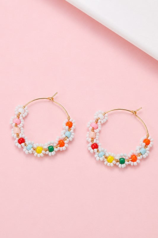 Posy Garden Handcrafted Glass Bead Floral Hoops