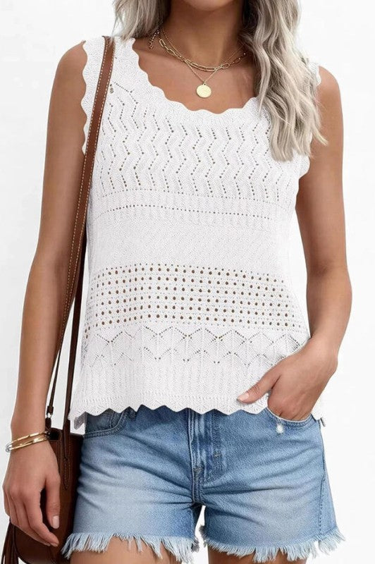 A Little Twist Sleeveless Hollow Knit Tank-White-SMALL-[option4]-[option5]-Cute-Trendy-Shop-Womens-Boutique-Clothing-Store