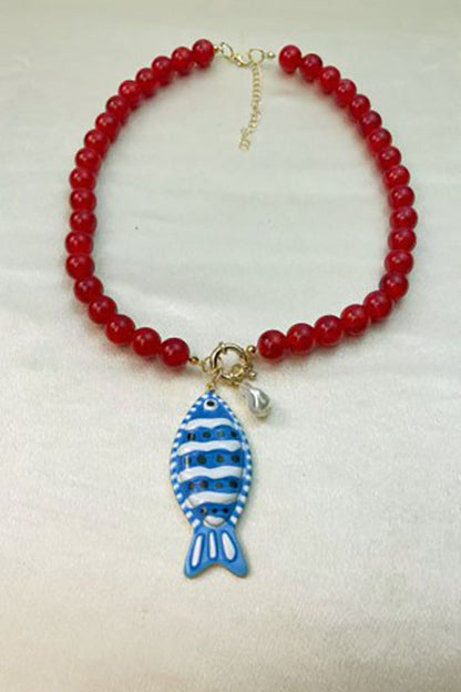 Salty & Sweet Tropical Fish Necklace-Red-Cute-Trendy-Shop-Womens-Boutique-Clothing-Store