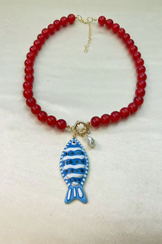 Salty & Sweet Tropical Fish Necklace-Red-Cute-Trendy-Shop-Womens-Boutique-Clothing-Store