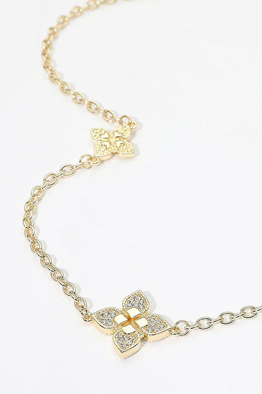 Petal to the Metal CZ Clover Long Necklace-Cute-Trendy-Shop-Womens-Boutique-Clothing-Store