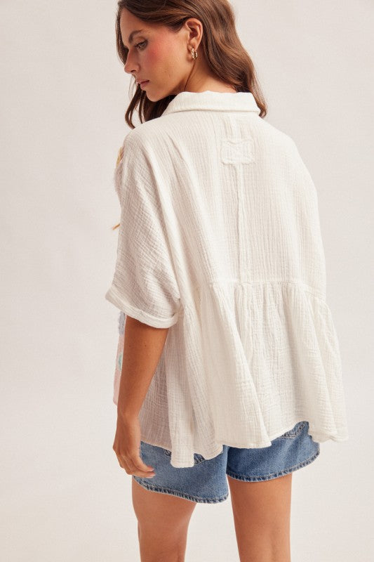Pastel Patchwork Floral Gauze Top-[option4]-[option5]-Cute-Trendy-Shop-Womens-Boutique-Clothing-Store