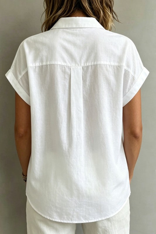 Cool Coastal Gathered Button Up Top-White-SMALL-[option4]-[option5]-Cute-Trendy-Shop-Womens-Boutique-Clothing-Store