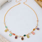Oval Cat's Eye & Crystal Charm Necklace