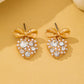 Romantic Crystal Pearl Bow Dangle Earrings