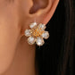 Faceted Crystal & Gold Burst Floral Earrings