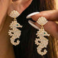 Under the Sea Pearl & Rhinestone Seahorse Earrings