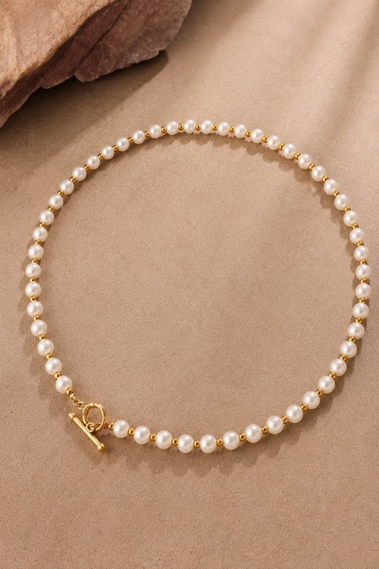 Gleaming Pearl Station Layering Necklace