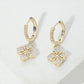 Exquisite Clover Charm Drop Huggie Hoop Earrings